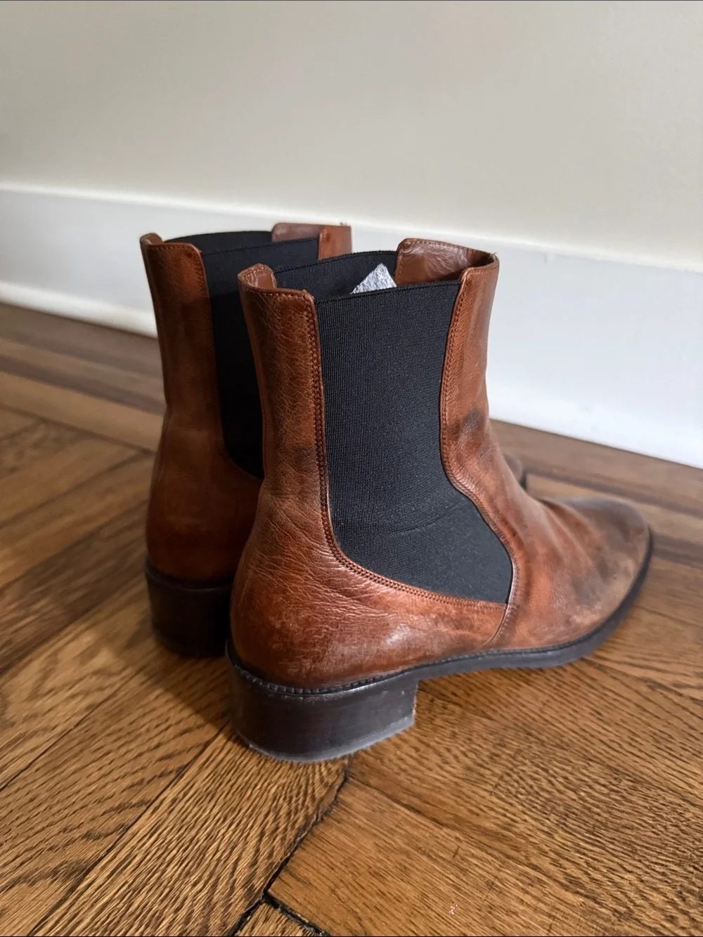 Vince Distressed Brown Leather Chelsea Boots
